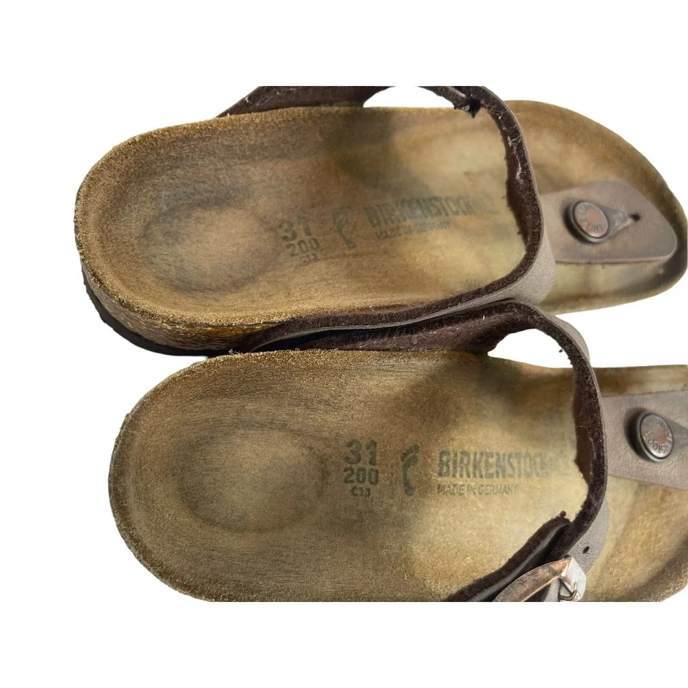 Birkenstock Kizeh Birko-Flor Sandals Kids Junior 31 / 12.5 M Shoes Brown Leather